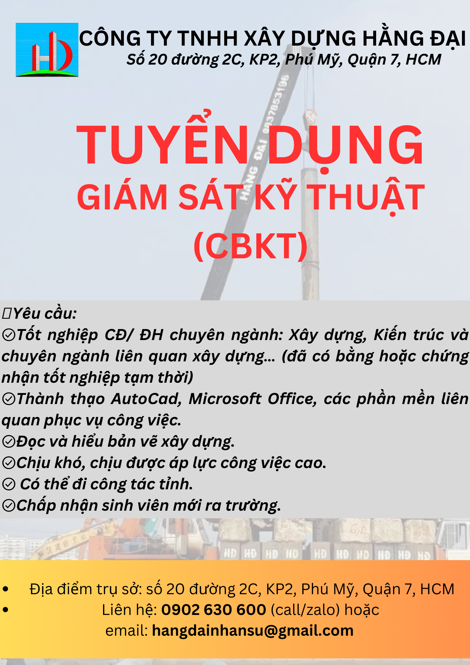 TUYỂN DỤNG CÁN BỘ KỸ THUẬT